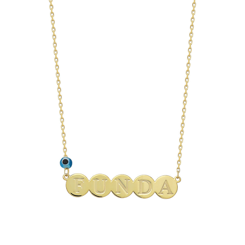 Kardelen POINTED NAMENKETTE MIT NAZAR - 925 SILBER