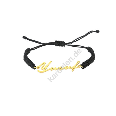 Signatur Armband mit schwarzes Seil (7067686567981)