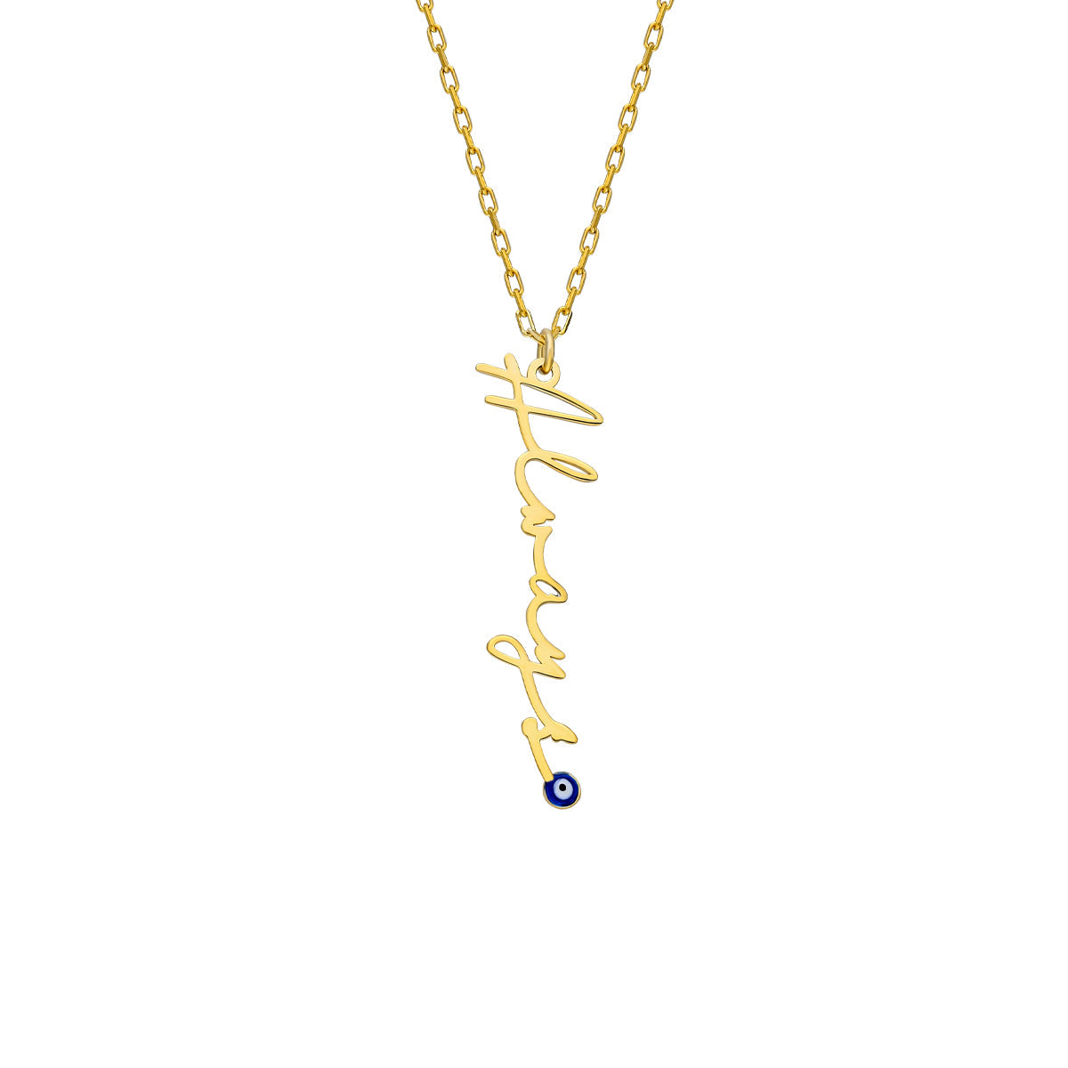 Kardelen Signaturkette mit Nazarauge - 925 SILBER