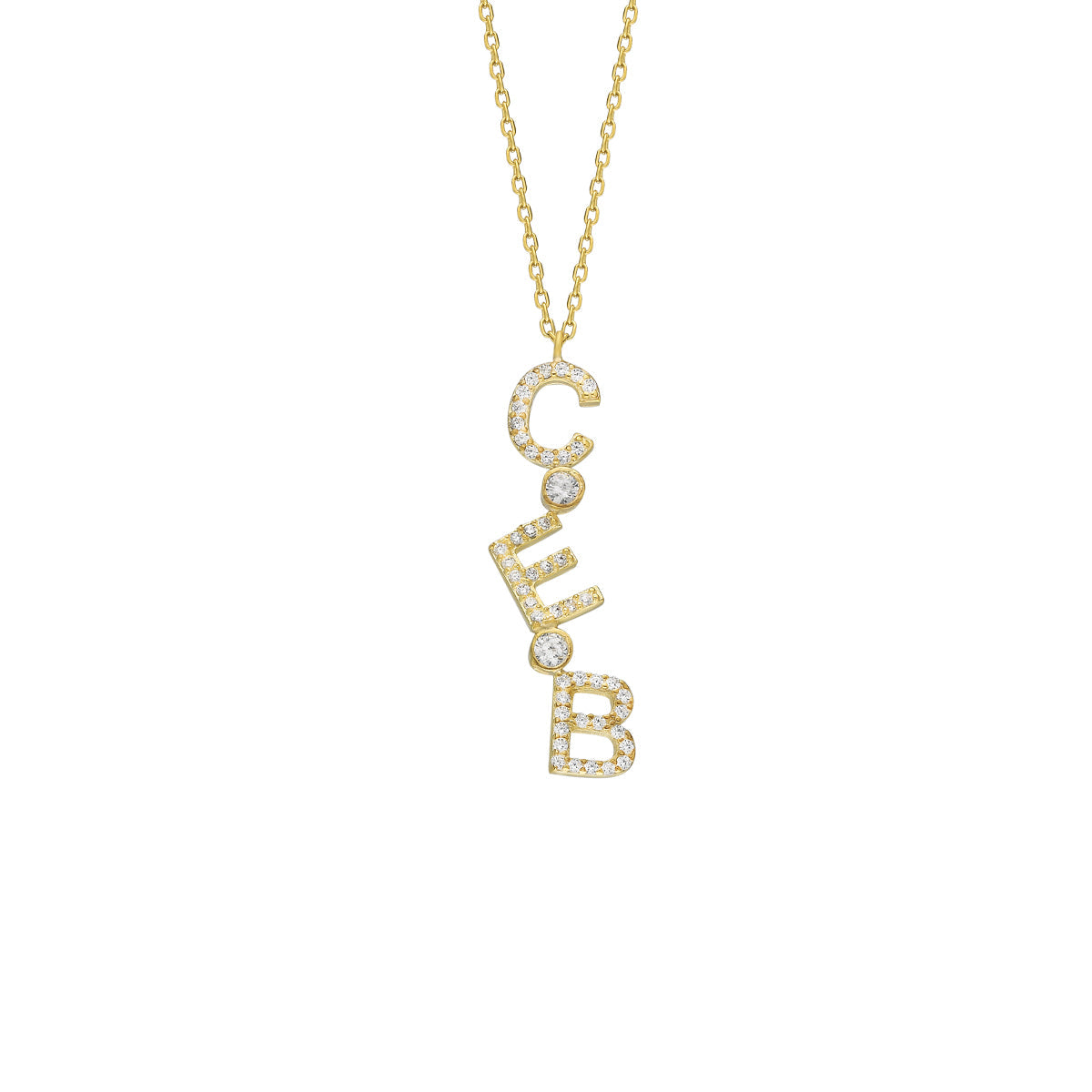 Kardelen Chocker Senkrecht Zirkonia Buchstabenkette - 925 SILBER