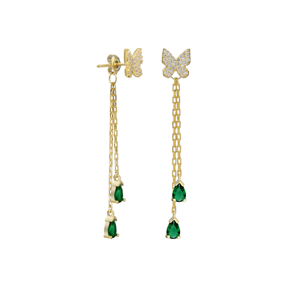 Kardelen Grüne Schmetterling Ohrringe - 925 SILBER