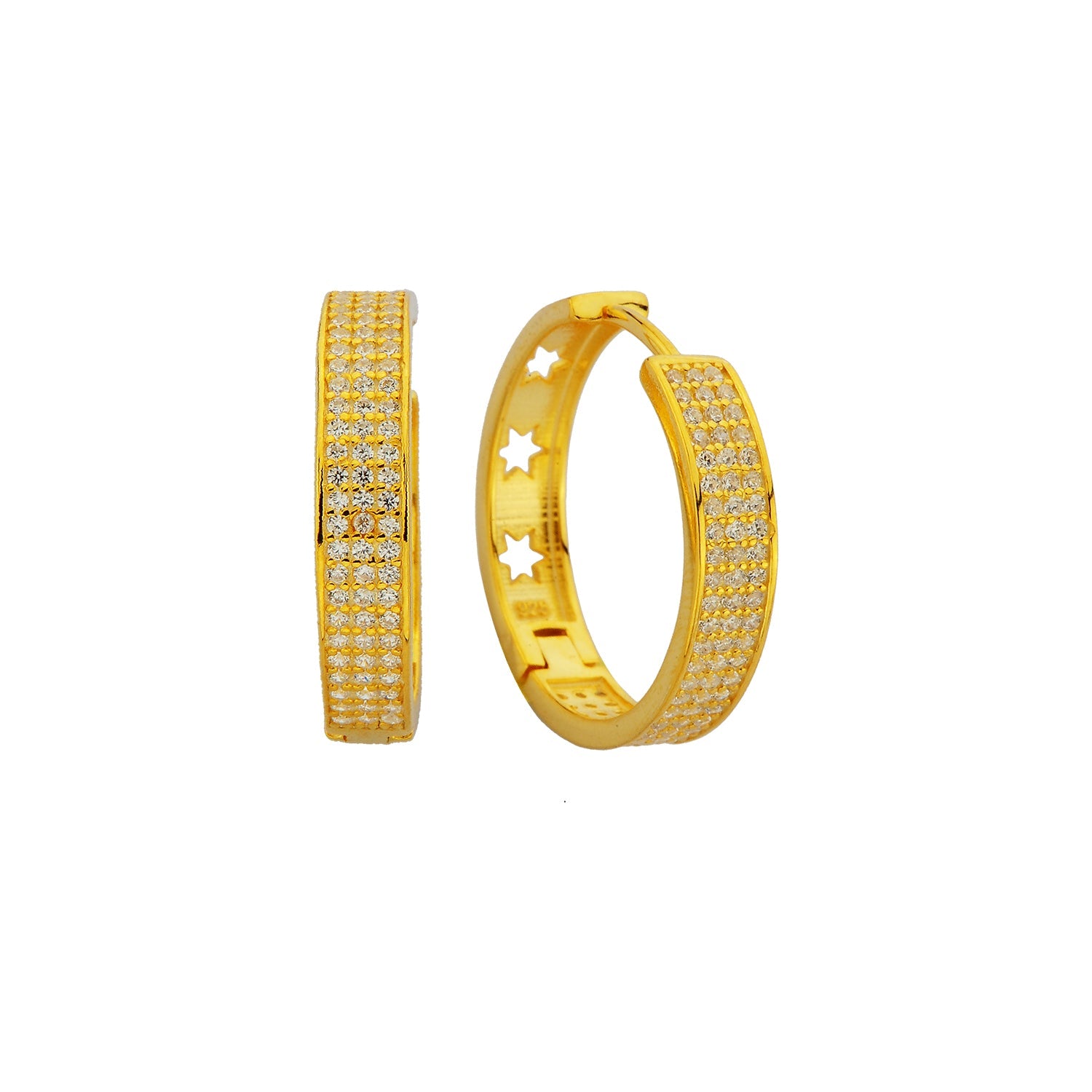 Kardelen Zirkonia Hoop Ohrring mit Sternsymbol - 925 SILBER