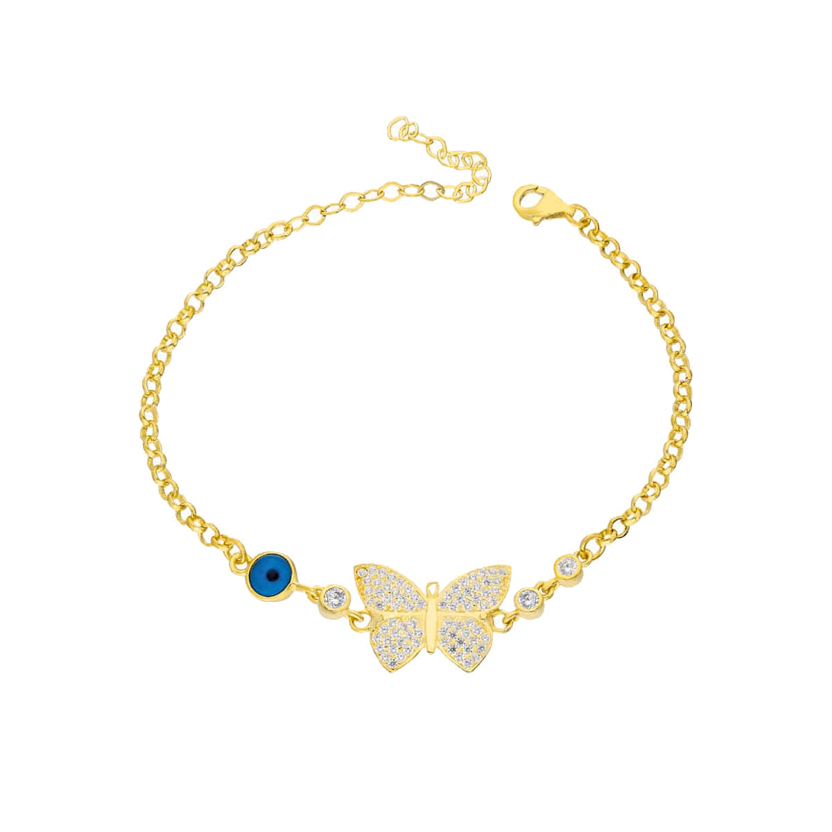 Kardelen Butterfly Nazar Armkette - 925 SILBER