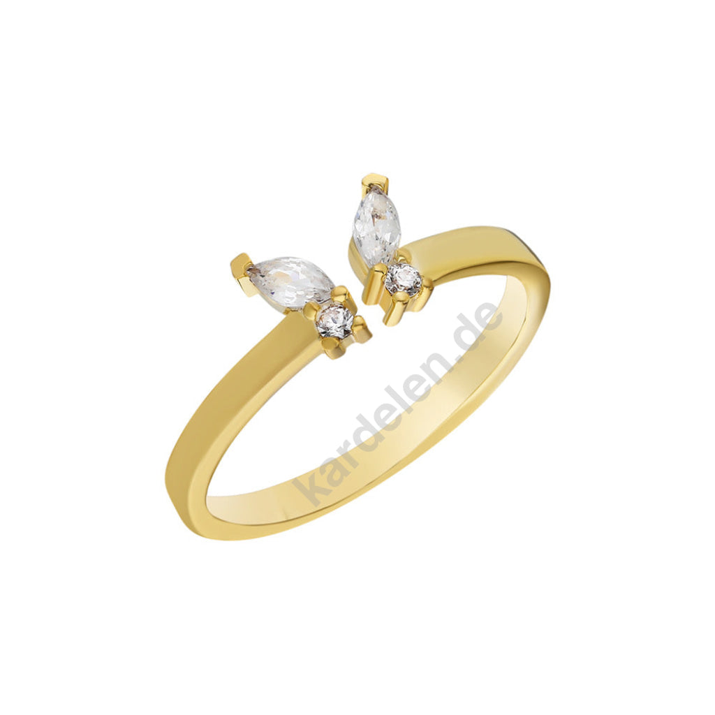 Kardelen 14K Gold Zirkonia Butterfly Ring