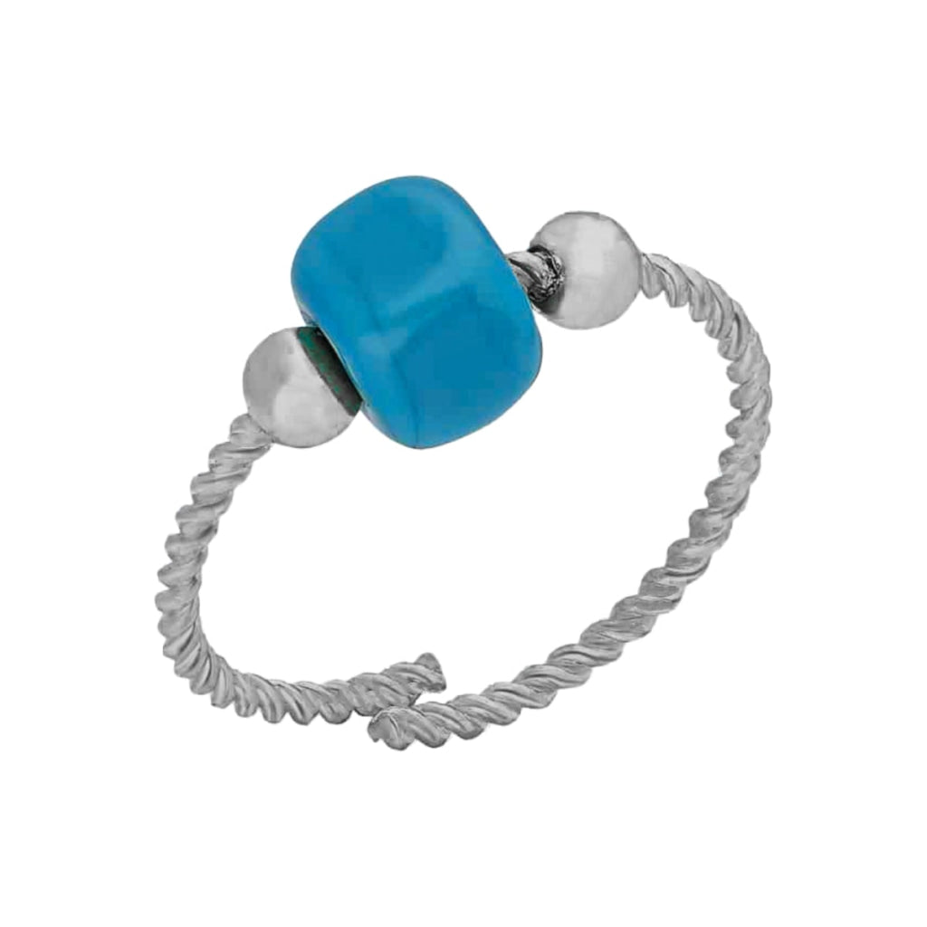 Spirale Ring mit Blauen Naturstein (6985714106413)