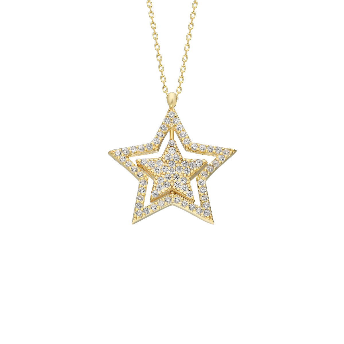 Kardelen Glänzend Star Halskette - 925 SILBER