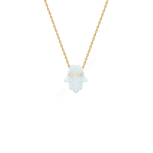 FATIMAS HAND OPAL KETTE WHITE (8135154041134)